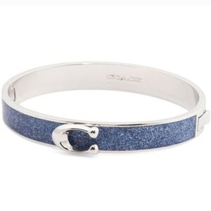 💙🔹️ Coach🔹️ Enamel Hinge Bangle Bracelet Sparkling Blue and Silver NWT